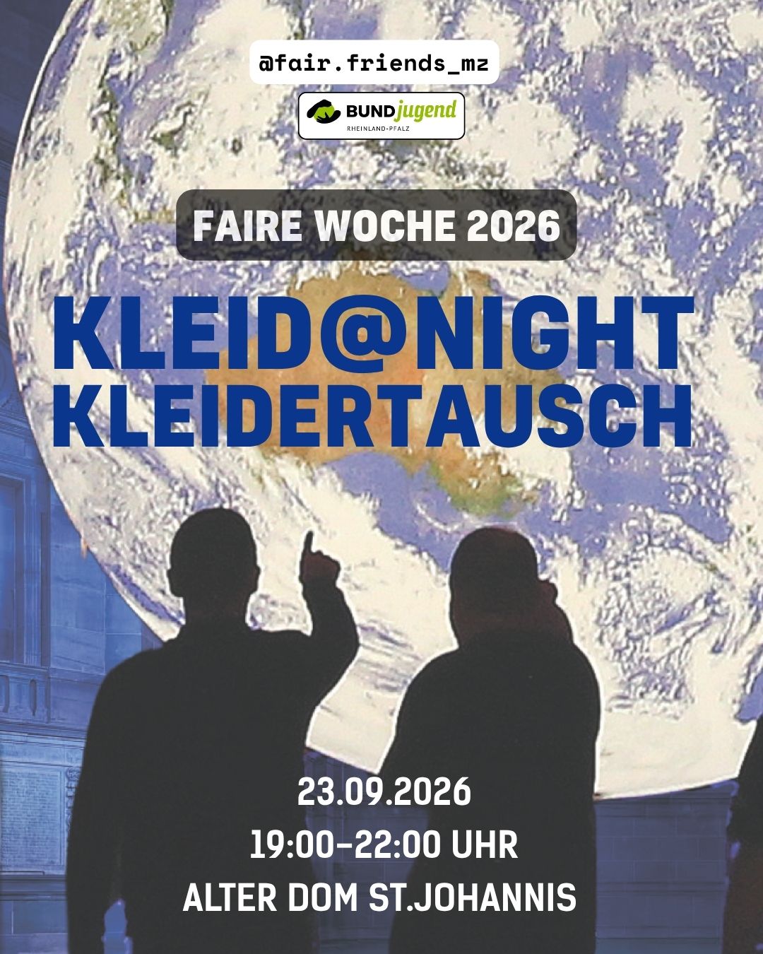 Veranstaltungshinweis: Kleidertauschparty am 23.09.2026 ab 19:00 im alten Dom St. Johannis in Mainz mit den fair friends Mainz und der BUNDjugend RLP