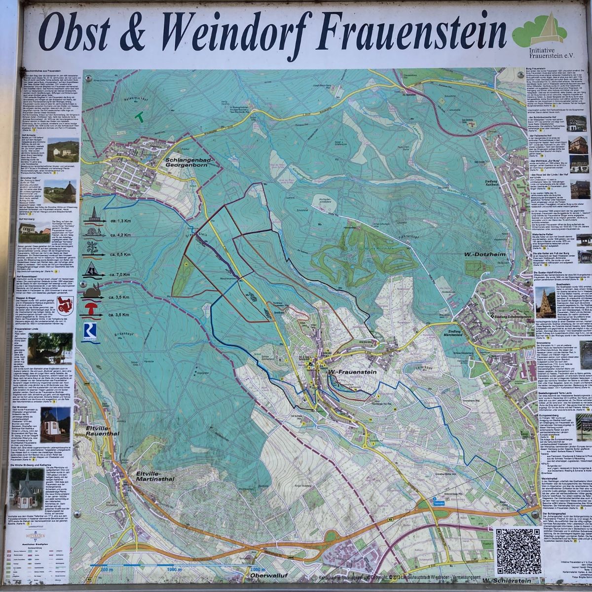 Karte von Wiesbaden Frauenstein und Umgebung